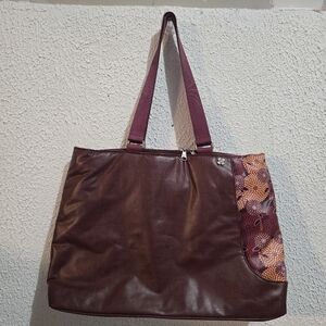 MXX Womens Tote Bag With Floral Accent & Dual Zipper